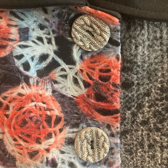 ZOE Sz L Colourful Colour  Block Pattern Unlined Button Closure Pockets Coat - Picture 5 of 12